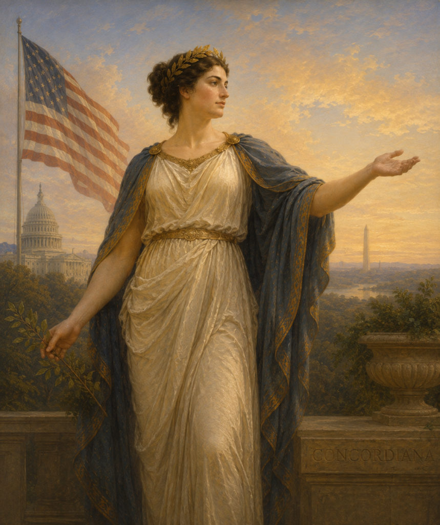 Concordiana stands amidst symbols of America